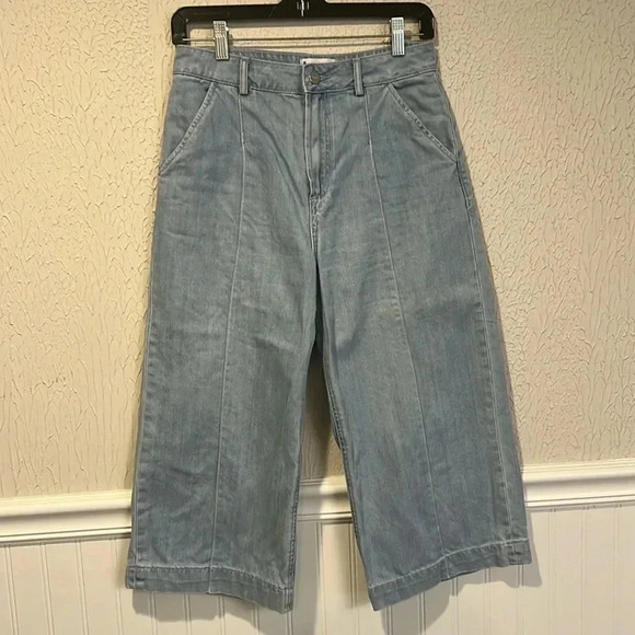 Paige Clarice Pleated Wide Leg Denim Culottes size 2 or 26 - Picture 4 of 14